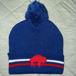 Buffalo Bills Blue and Red Pom-Pom Beanie